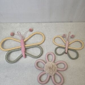 Boho Macrame Rope Butterfly & Flower Wall Hanging Set - 3pc Nursery Decor